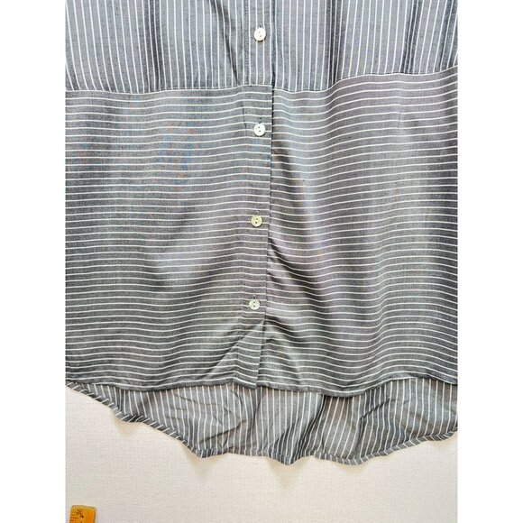 J. Jill Women's Rayon Button Down Shirt Stripe Size L White Gray Long Sleeve - Picture 7 of 13